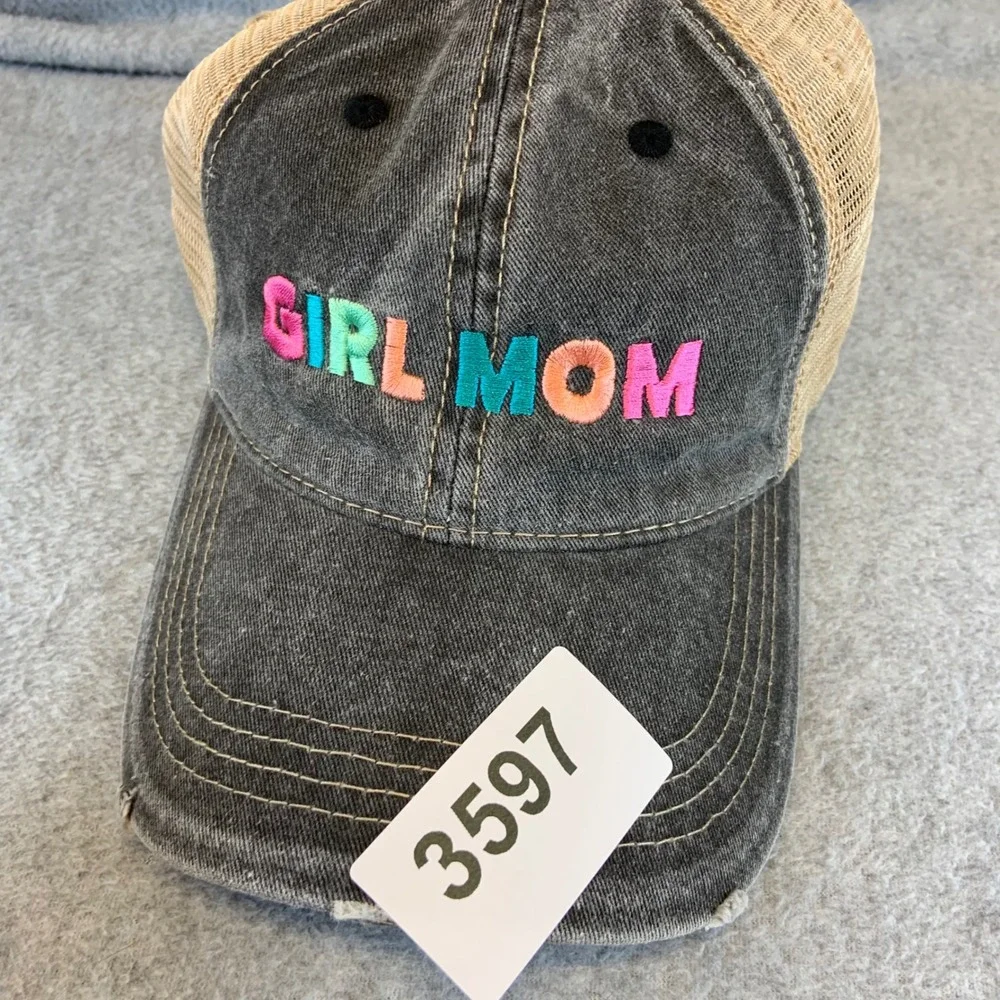 Girl Mom Womens Black ChokLids Trucker Hat Distressed Mesh Snapback OSFM